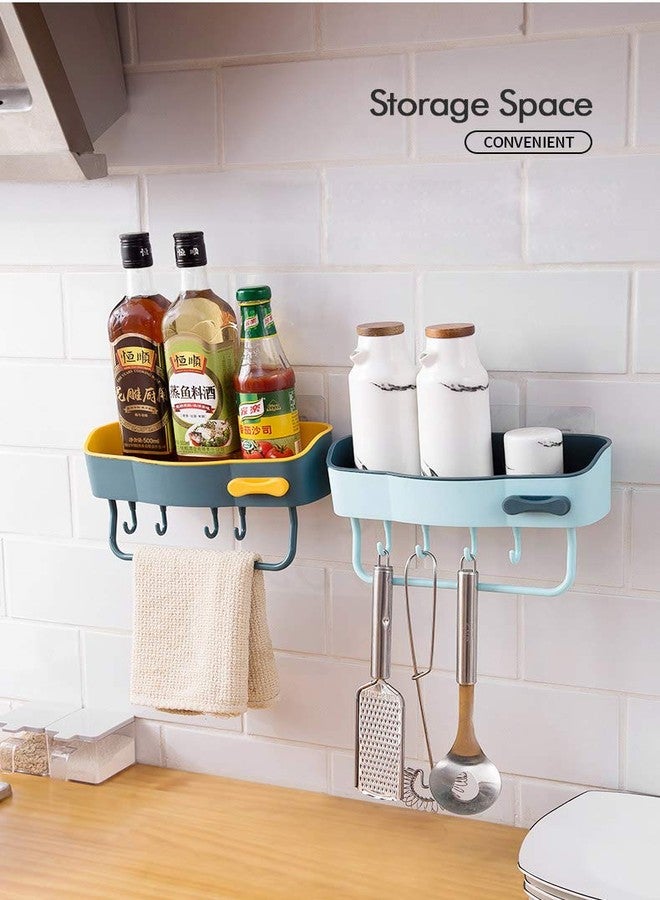 HOME CUBE 2 Pc Plastic Multipurpose Kitchen Bathroom Shelf Wall Holder Storage Rack Bathroom Rack Refrigerator Broadside Storage Box Strong Magic Sticker with 4 Hook - Random Color - Image 2